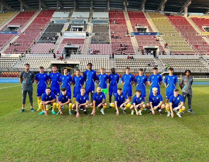 The Haverfordwest County squad are pictured in Skopje